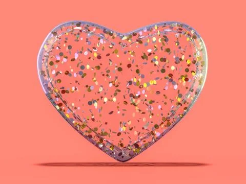 Red heart gemstone on isolated background. 3D Illustrazione stock