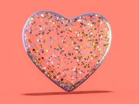Red heart gemstone on isolated background. 3D 스톡 일러스트