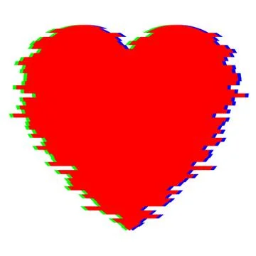Red Heart in Glitch Style Stock Illustration