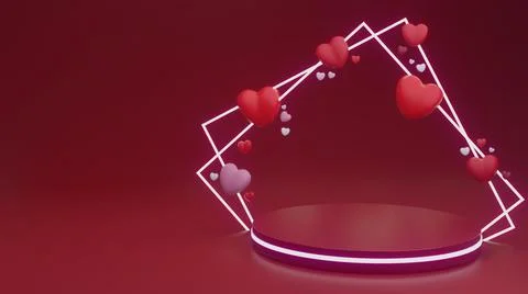Red heart glowing stage Illustrazione stock