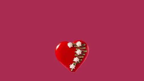 Red heart going up and down on Magenta background, Valentin s day, 4k, Stock Footage 247909980