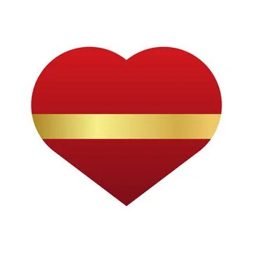 Red Heart with Gold Band  Gradient Love Symbol Design 스톡 일러스트