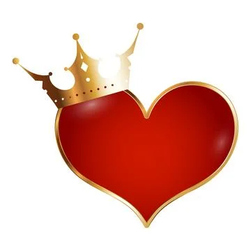 Red heart with gold frame and royal crown Stock Illustration