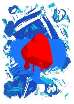 Red Heart graffiti. Abstract modern street art decoration performed in urba.. Stock Illustration