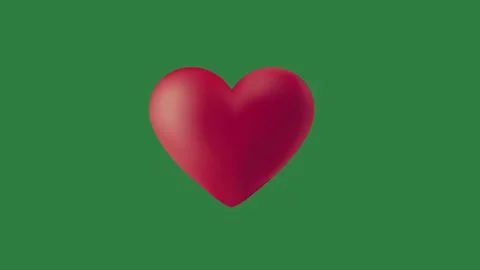 A red heart on green background and isolated on green screen background Stock Footage 336968864