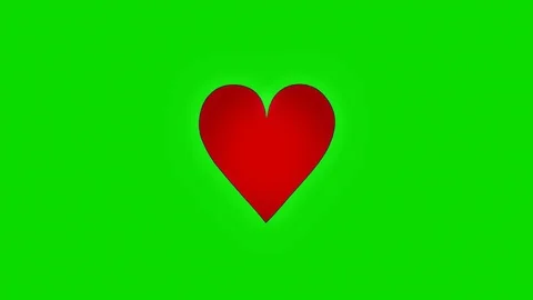 Red Heart On Green Background Vidéo 104456376