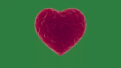 A red heart on green screen and animated chromakey background depth elements Video stock 335938255