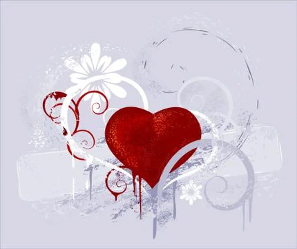 Red heart on a grey background Illustrazione stock