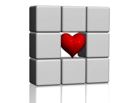 The red heart in grey cubes Stock Illustration