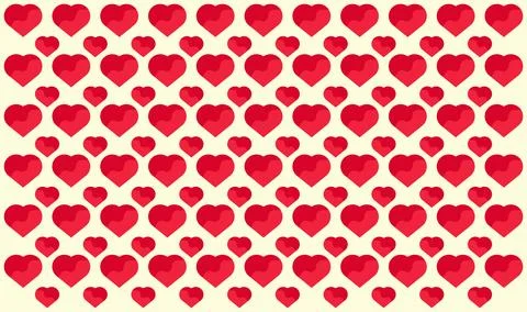 Red Heart Grid  Abstract Pattern of Uniform Love Symbols Stock-Illustration