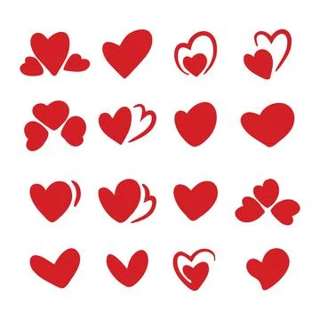 Red heart hand-drawn collection. Vector イラスト素材