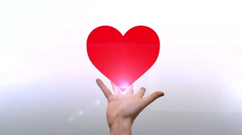 Red Heart on a hand Stock Footage 58387093