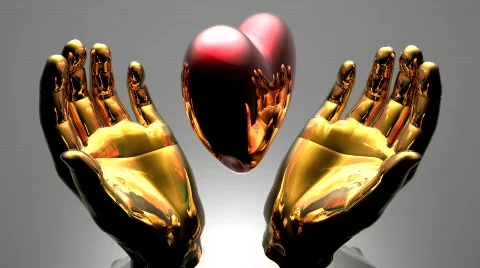 Red heart in hands on a grey background Stock Footage 622171