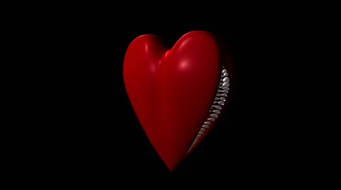 Red heart with hidden big tooth Stock Footage 63765796
