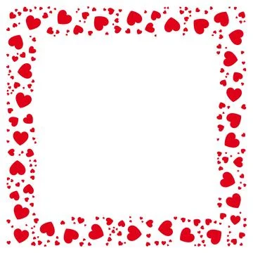 Red heart horizontal frame. Flat design style. Vector illustration Stock Illustration
