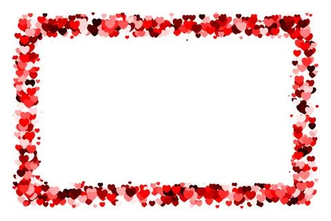 Red heart horizontal rectangle frame with space for text. Background for Va.. Stock Illustration
