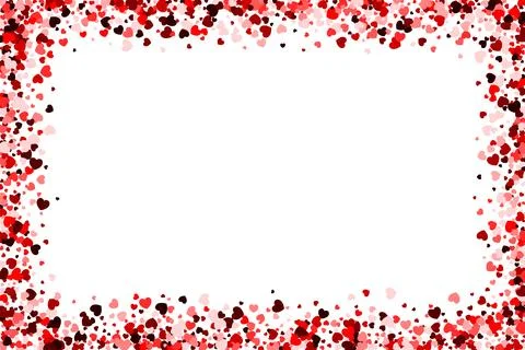 Red heart horizontal rectangle frame with space for text. Background for Va.. Stock Illustration