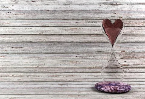 Red heart in hourglass Stock Illustration