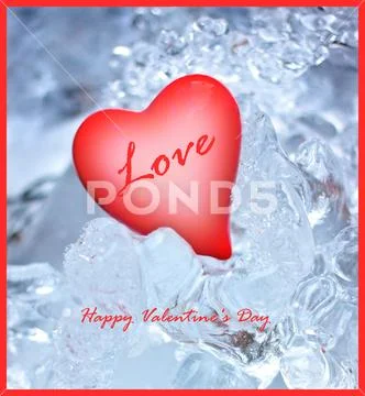 Red heart in ice Stock Photos