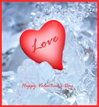 Red heart in ice Stock Photos