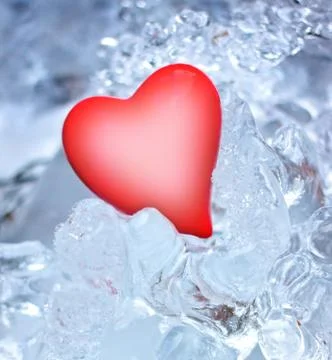 Red heart in ice Stock Photos