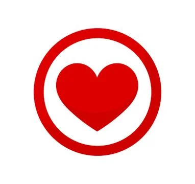 Red heart icon in circle. Vector illustration. Stock Illustration