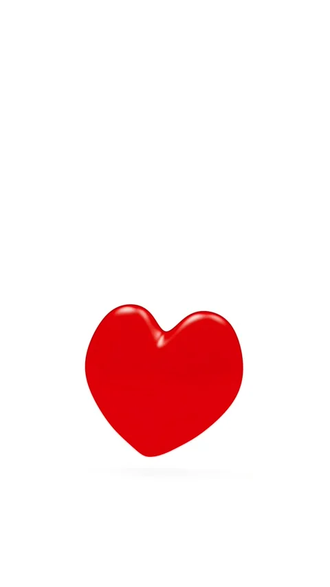 The red heart icon rotates in 3D animation. Stockbeeldmateriaal 335596464