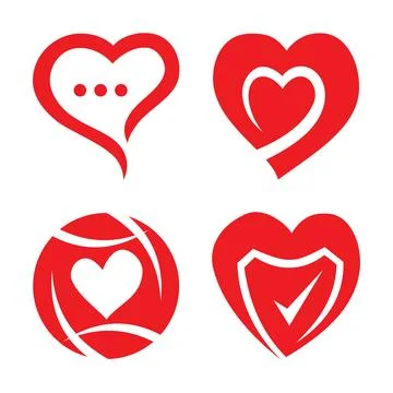 Red Heart Icon Set: Vector Icons for Love and Romance Stock Illustration
