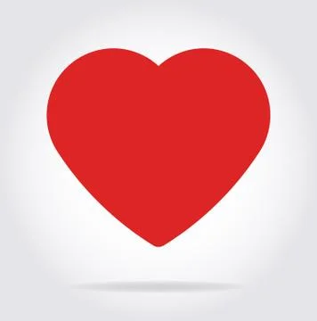Red heart icon with shadow in flat style. Ilustración de archivo