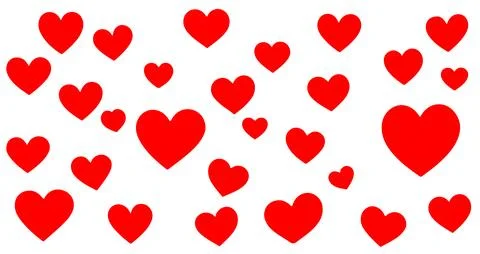 Red Heart Icons, 2D Vector Set, Valentine's Day, Love, Romance Stock Illustration