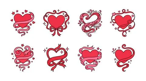 Red heart icons in a circular pattern Stock Illustration