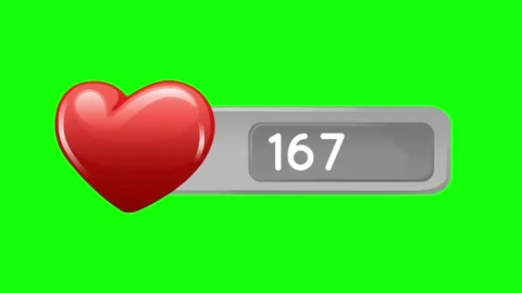 Red Heart with increasing Numbers of Likes or Hearts on Green Screen Stock-Footage 312821511