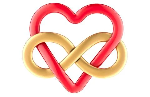 Red heart with infinity symbol. Infinity Love, concept. 3D rendering Stock Illustration
