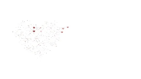 Red heart is isolated on white background. Accumulation of little hearts creates Stock Footage 106132129