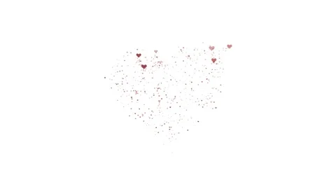Red heart is isolated on white background. Accumulation of little hearts creates Stock Footage 106136358