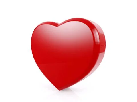 Red heart isolated on white background, 3D rendering Stock Illustration