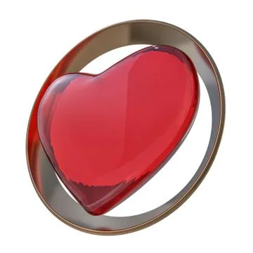Red heart isolated on white background. 3D Stock Illustration
