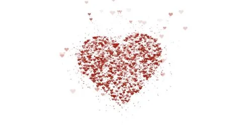Red heart is isolated on white background. Accumulation of little hearts creates Stock Illustration