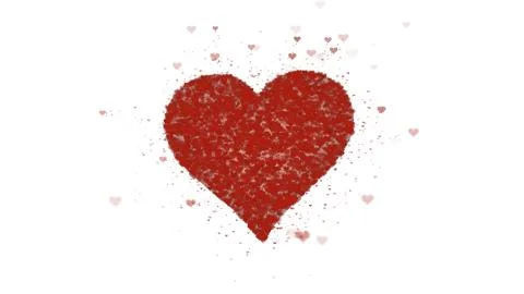 Red heart is isolated on white background. Accumulation of little hearts creates Stock Illustration