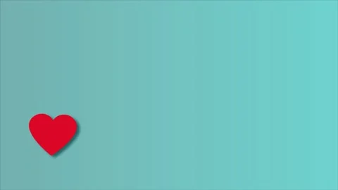 A red heart jump at the bottom of the animation on bright blue gradient Stock-Footage 147295097