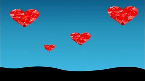 Red heart jumping on blue background Stock Footage 123199634