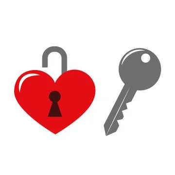 Red heart with key Stock-Illustration
