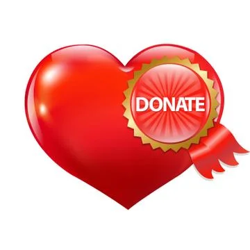 Red heart with label donate Stock Illustration