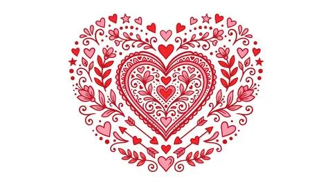 Red heart with lace pattern isolated Stock Illustration