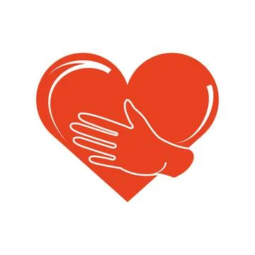 Red heart with a left hand Stock Illustration