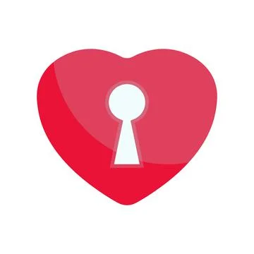 Red heart lock simple vector sign. Isolated on white backround. Stock Illustration