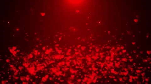 Red heart love background floating hearts, soft bokeh glow, warm romantic partic Stock Footage 340456341