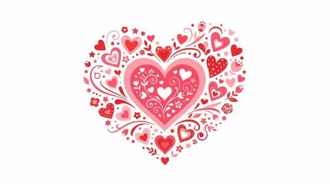 Red heart with love lace pattern Stock-Illustration