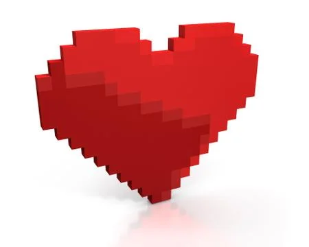 Red heart made of cubic pixels Stock Illustration