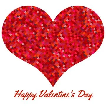 Red heart made of pixels. Valentines Day background with heart Stock Illustration